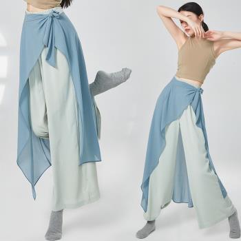 飄逸現代舞服裝練功褲闊腿褲中國古典舞寬松褲子女秋舞蹈服雪紡褲
