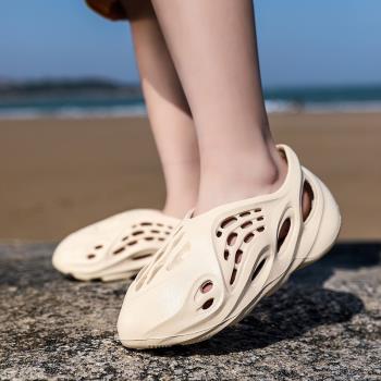 親子夏季外穿一腳蹬中大童洞洞鞋