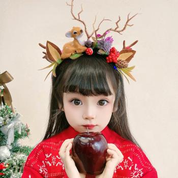 兒童發箍圣誕節日小鹿角發飾女童精靈頭飾小女孩頭箍衣服裝飾品