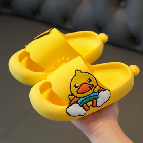 踩屎感兒童拖鞋夏男童小黃鴨一字拖居家戶外男孩涼拖可愛防滑軟底