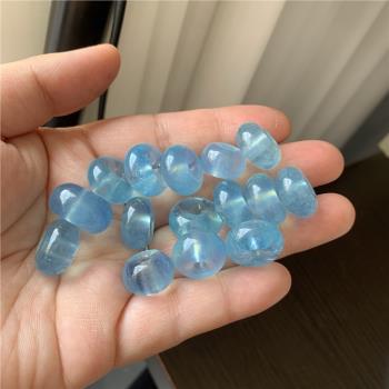 diy配飾天然海藍寶平安扣吊墜冰透藍大水滴diy手鏈胖墩隔珠冰透藍