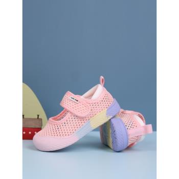 夏季款網面透氣寶寶涼鞋男女童幼兒園室內鞋兒童軟底防滑入園布鞋
