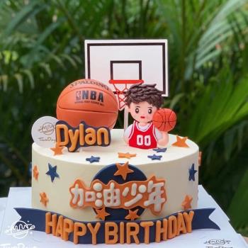 灌籃投籃球運動系列軟陶男孩女孩兒童生日蛋糕裝飾擺件插牌套裝