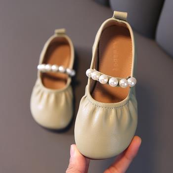 韓版兒童淺口超軟底珍珠公主鞋