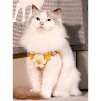 貓咪牽引繩可調節背心式高顏值防掙脫外出專用布偶胸背帶遛貓神器