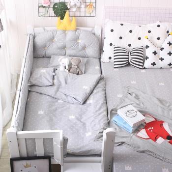 兒童床圍防撞純棉可拆洗全棉嬰兒擋布床上用品套件四季拼接床床圍
