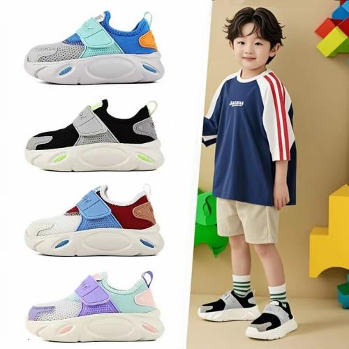 男童鞋子春秋兒童布鞋網面透氣幼兒園室內鞋女孩一腳蹬男孩運動鞋
