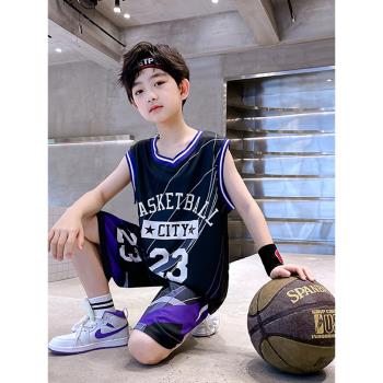 兒童籃球服套裝男童大童青少年23號詹姆斯球衣速干訓練服運動背心