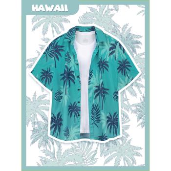 罪惡都市夏威夷棕櫚葉海邊襯衫