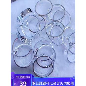 999足銀情侶光面戒指男士純銀閉口尾戒男指環食指素男女戒潮對戒