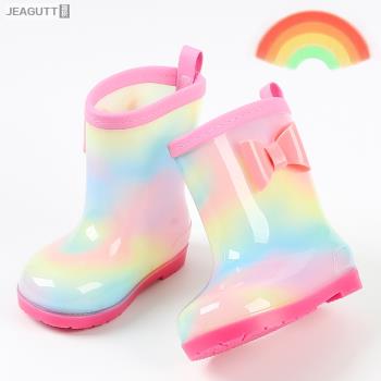 兒童雨鞋雨衣套裝公主女童幼兒園寶寶防滑雨靴水鞋小孩加絨水可愛
