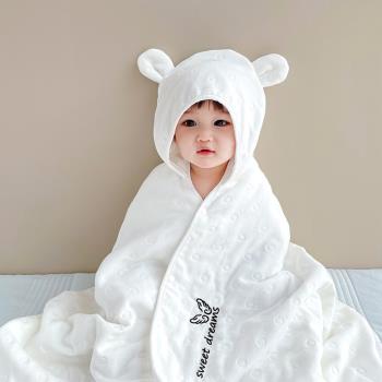 嬰幼兒紗布浴巾初生寶寶純棉新生兒童包被帶帽斗篷嬰兒洗澡巾裹巾