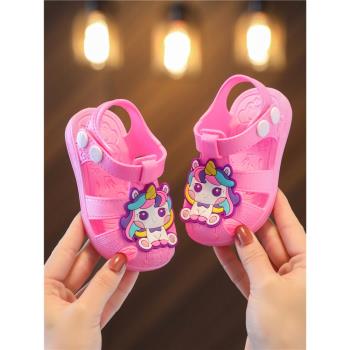 寶寶尿不濕涼鞋0-3歲1夏季男兒童包頭塑料防滑女嬰幼兒軟底學步鞋
