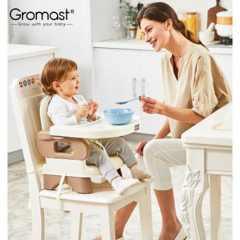 Gromast輕便折疊寶寶餐椅嬰幼兒餐桌椅子多功能兒童吃飯座椅便攜