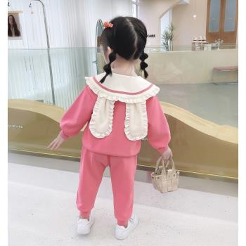 女童秋裝套裝2023新款網紅洋氣春秋款兒童女寶寶秋季時髦童裝