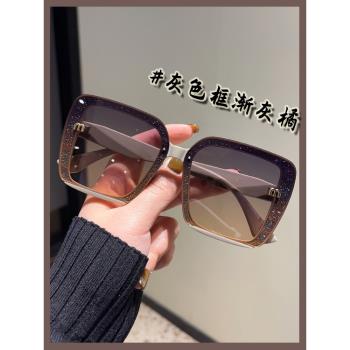 大框墨鏡女士夏季高級感2023新款大圓臉顯瘦太陽眼鏡防紫外線防曬