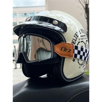 ORZ哈雷摩托車頭盔男女3C認證3/4盔復古半盔機車通勤四季可裝藍牙