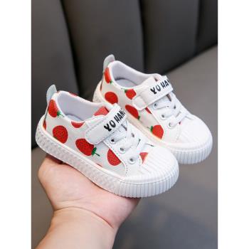 春季草莓寶寶卡通菠蘿兒童帆布鞋