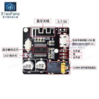 藍牙5.0解碼板MP3音頻接收器模塊無損車載音箱音響功放改裝播放器
