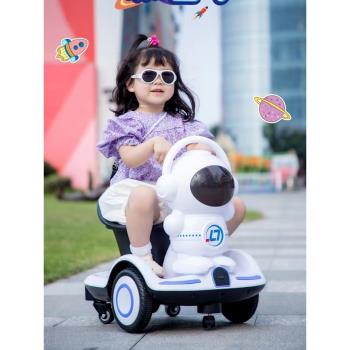 抖音兒童網紅電動車轉轉車帶遙控可坐人粉色公主款旋轉平衡摩托車