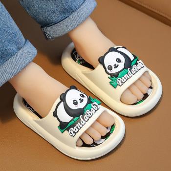 兒童拖鞋男童室內居家幼兒寶寶可愛卡通小熊貓外穿防滑涼拖鞋夏季