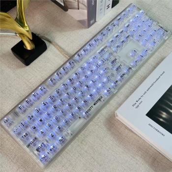 JRK108鍵機械鍵盤全透明三模無線藍芽2.4G有線RGB靜音軸客制化MAC