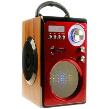 便攜木質插卡音箱FM收音機家用戶外隨身聽廣場舞音響雙喇叭可遙控