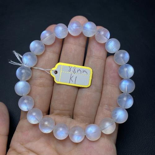 一物一圖斯里蘭卡天然藍月光石手串女生奶油體強藍光銀光手鏈單圈