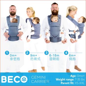 Beco Gemini雙子星夏季透氣款新生嬰兒背帶面朝前抱交叉省力抱袋
