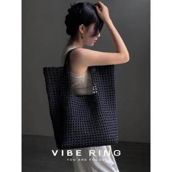 Vibe Ring小眾設計高級感手工編織包女2023新款大容量潮酷托特包