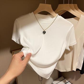 白色小眾設計感上衣修身短袖t恤