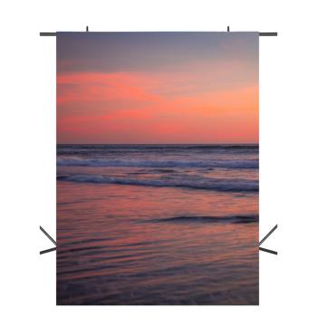 新款夕陽海景攝影背景布影樓照相館兒童拍照自拍裝飾數碼布