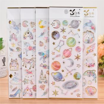 獨角獸立體水晶貼紙鉆石裝飾兒童獎勵貼畫幼兒園寶寶女孩相冊日記