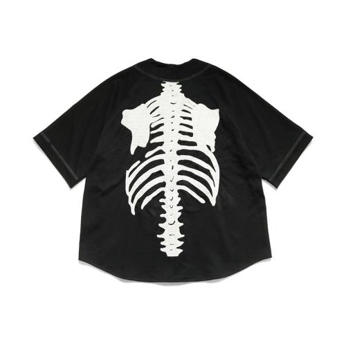 23SS KAPITAL 平田和宏日系休閑骨頭刺繡字母寬松棒球短袖襯衫|襯衫