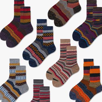 襪子男咔嘰復古民族風潮牌襪子