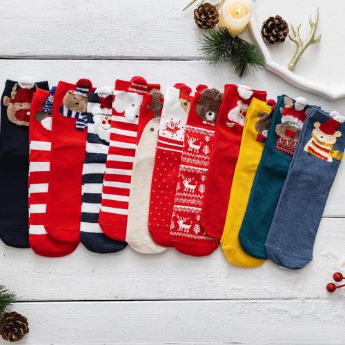 全球購襪子女純棉卡通保暖圣誕襪子