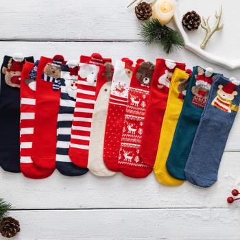 襪子女純棉卡通保暖圣誕襪子