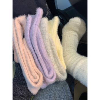 襪子女彩色加厚保暖羊絨冬天襪子