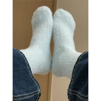 襪子女冬季加絨加厚保暖彩色襪子