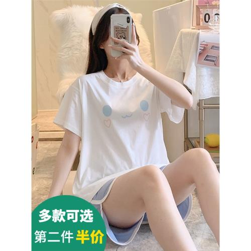 睡衣女夏季純棉可愛玉桂狗帶胸墊一體式可外穿夏天家居服2026新款