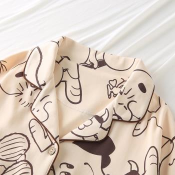 浪莎情侶裝純棉長袖可愛卡通睡衣