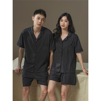 男女純棉短袖良品無印風情侶睡衣