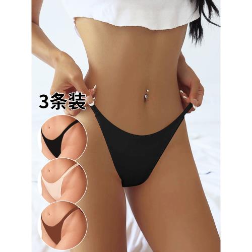 性感細帶少女T褲大碼低腰無痕冰絲速干純棉襠女士丁字褲