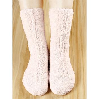 男女珊瑚絨地板襪孕婦月子松口睡眠襪秋冬居家加厚保暖毛巾襪3雙