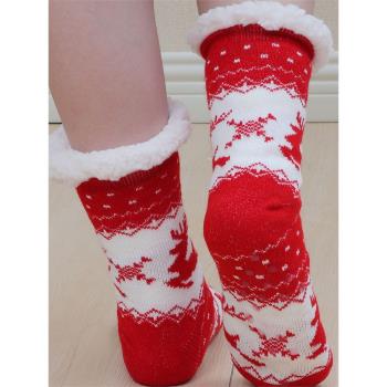 羊羔絨地板襪防滑女居家保暖腳月子厚襪套可愛時尚卡通毛線圣誕襪