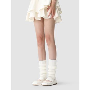網紅芭蕾風針織堆堆襪白色襪套女春款米色襪子純欲風jk小腿襪腿套