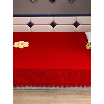 全棉大紅色床蓋加大榻榻米墊子婚床軟墊純棉墊被3M炕墊床護墊加厚