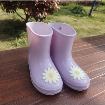 純yuan單 出口日本兒童中筒雨鞋中小童女童雨靴防水鞋