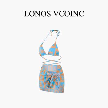 LONOS VCOINC 新款比基尼游泳衣女三件套罩衫防曬性感大小胸聚攏