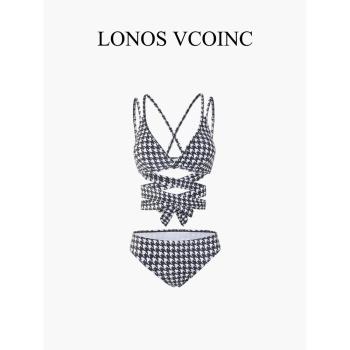 LONOS VCOINC 千鳥格宋智雅同款泳衣女分體比基尼性感大小胸聚攏